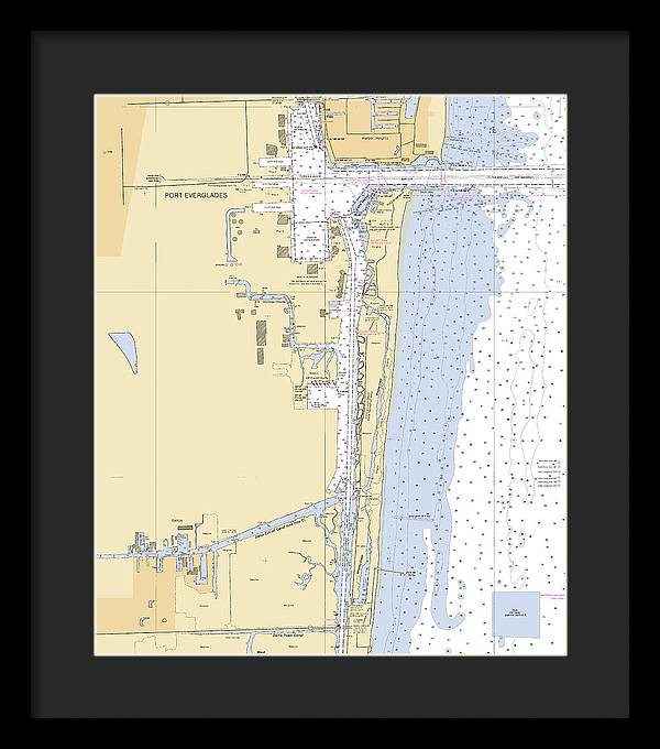 Dania-beach -florida Nautical Chart _v6 - Framed Print