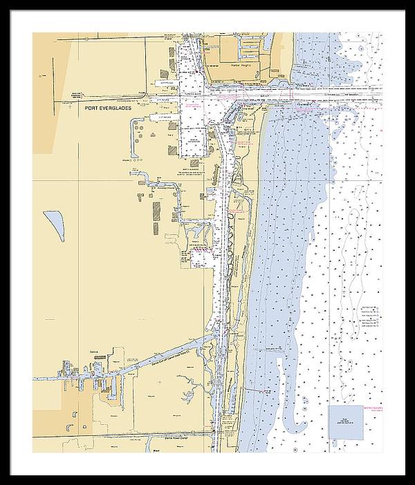 Dania-beach -florida Nautical Chart _v6 - Framed Print