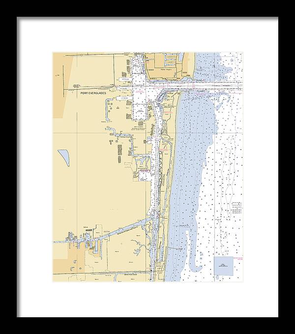 Dania-beach -florida Nautical Chart _v6 - Framed Print