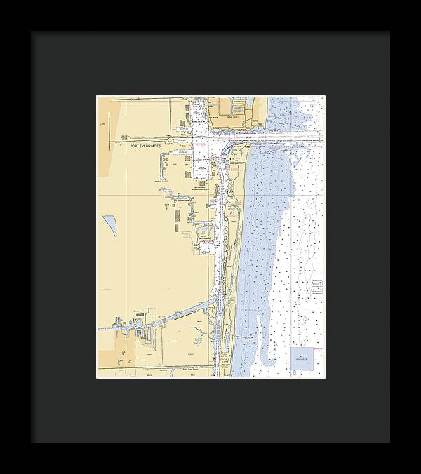 Dania-beach -florida Nautical Chart _v6 - Framed Print