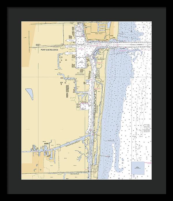 Dania-beach -florida Nautical Chart _v6 - Framed Print