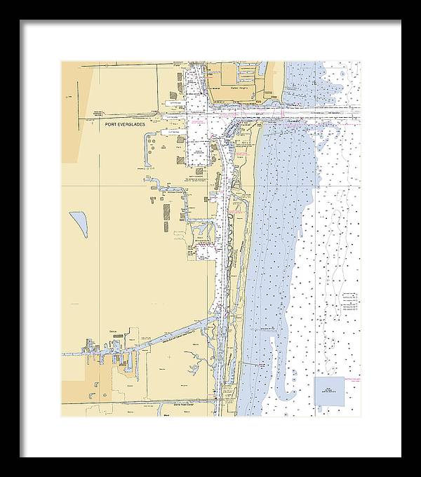 Dania-beach -florida Nautical Chart _v6 - Framed Print