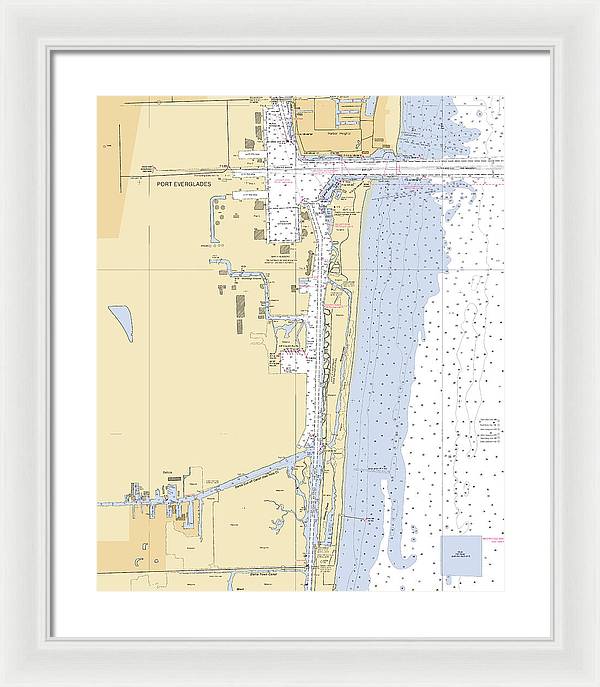 Dania-beach -florida Nautical Chart _v6 - Framed Print