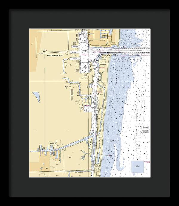 Dania-beach -florida Nautical Chart _v6 - Framed Print