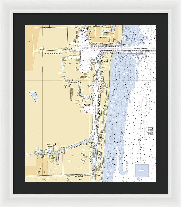 Dania-beach -florida Nautical Chart _v6 - Framed Print