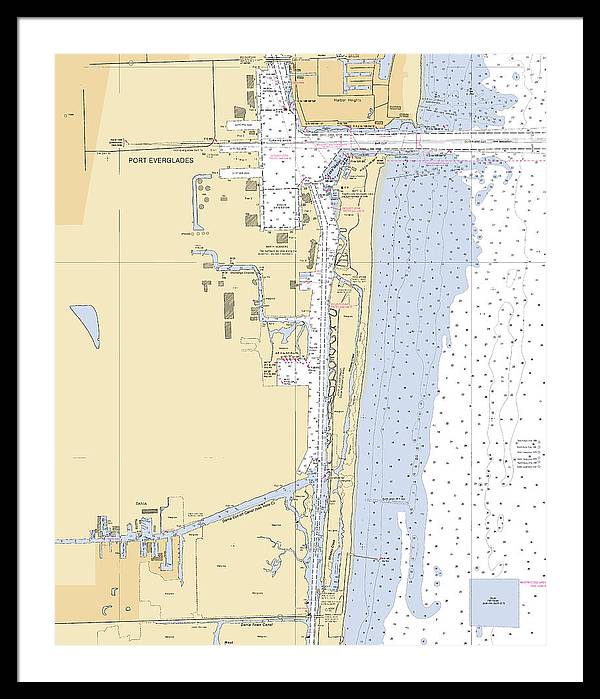 Dania-beach -florida Nautical Chart _v6 - Framed Print