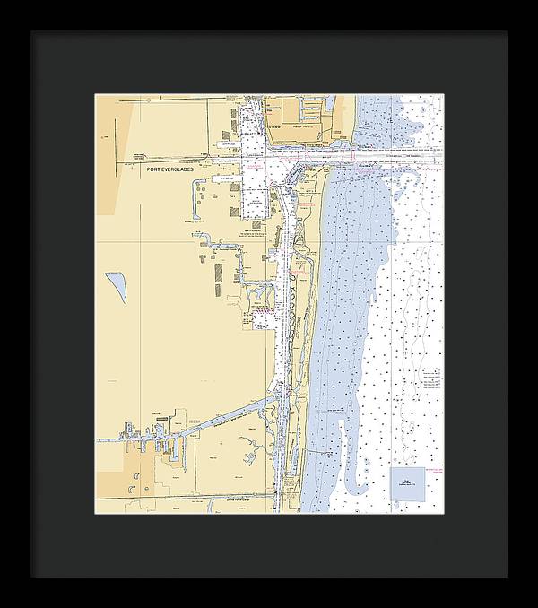 Dania-beach -florida Nautical Chart _v6 - Framed Print