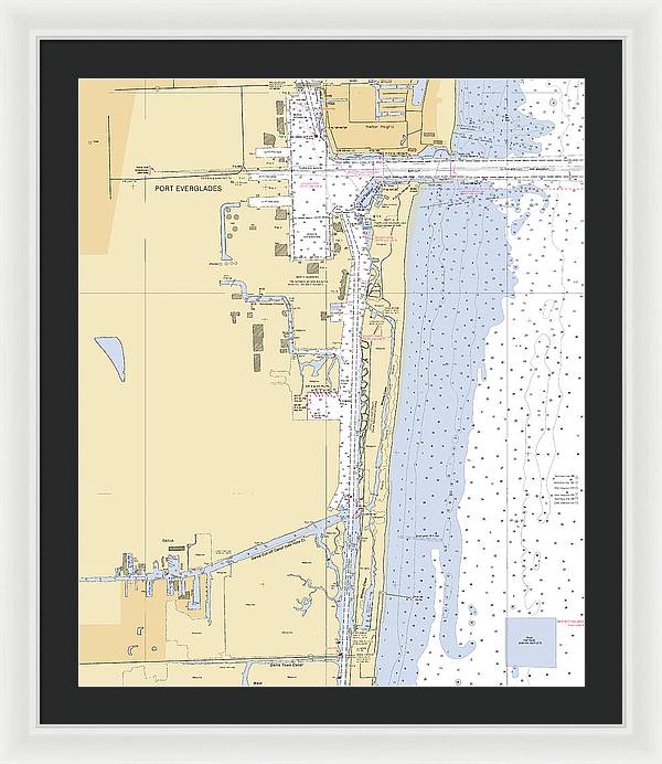 Dania-beach -florida Nautical Chart _v6 - Framed Print