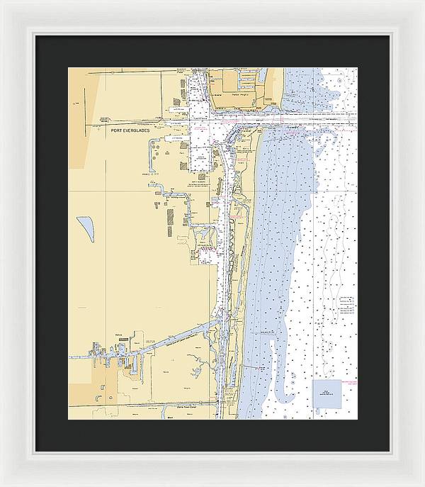 Dania-beach -florida Nautical Chart _v6 - Framed Print