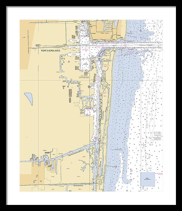 Dania-beach -florida Nautical Chart _v6 - Framed Print