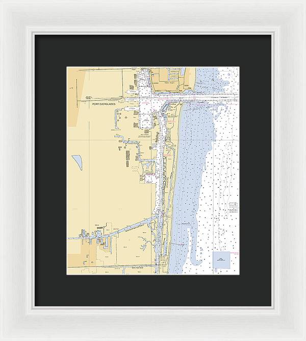 Dania-beach -florida Nautical Chart _v6 - Framed Print