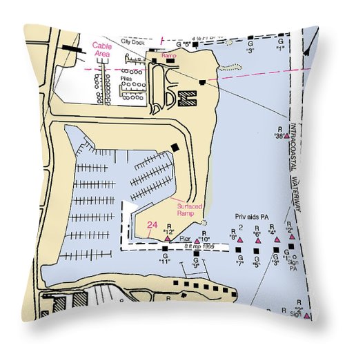 Datona Beach Yacht Basin-florida Nautical Chart - Throw Pillow