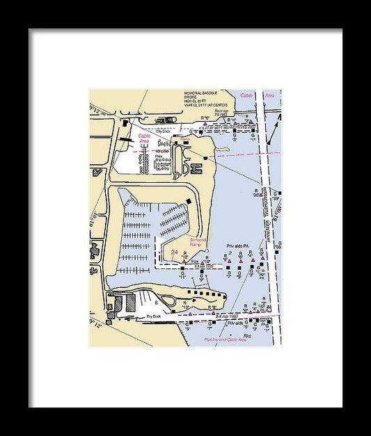 Datona Beach Yacht Basin-florida Nautical Chart - Framed Print