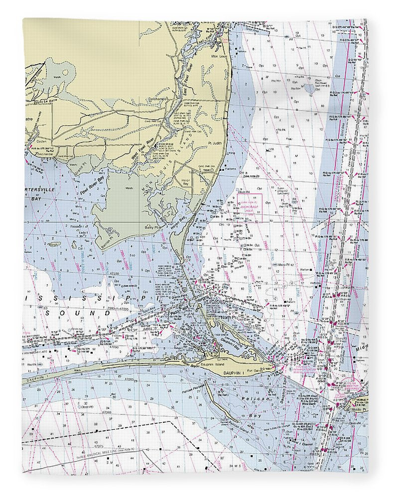 Dauphin Island Alabama Nautical Chart - Blanket