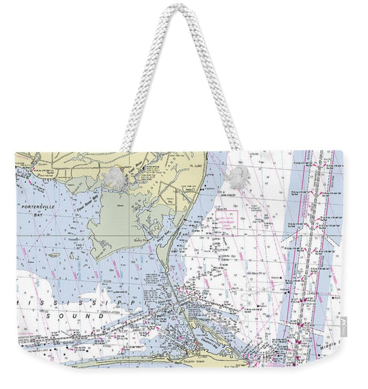 Dauphin Island Alabama Nautical Chart - Weekender Tote Bag
