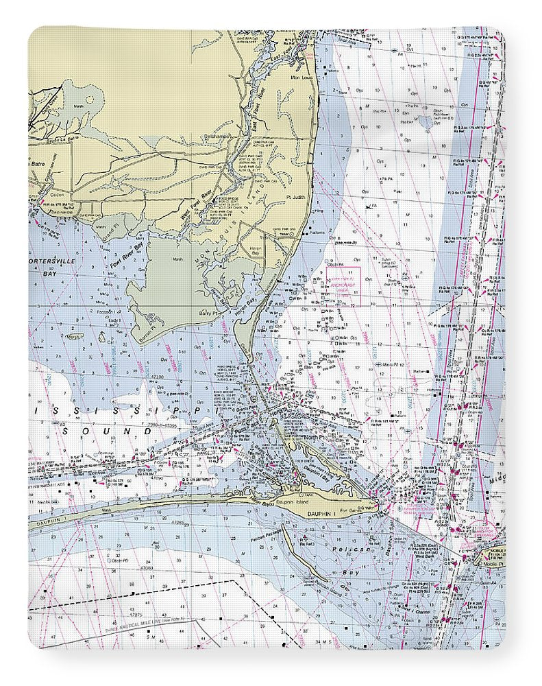 Dauphin Island Alabama Nautical Chart - Blanket