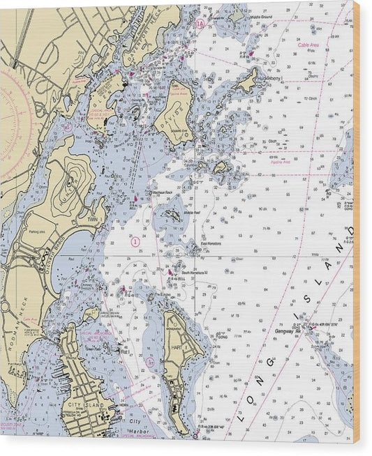 Davenport Neck-New York Nautical Chart Wood Print