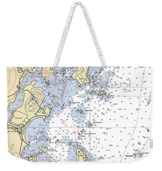 Davenport Neck-new York Nautical Chart - Weekender Tote Bag