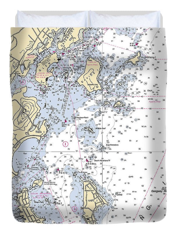 Davenport Neck-new York Nautical Chart - Duvet Cover