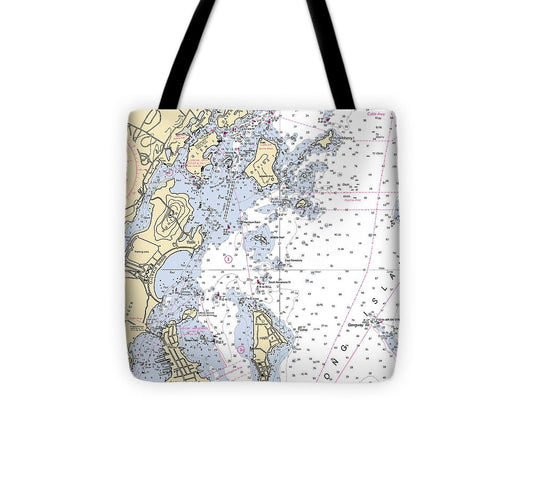 Davids Island New York Nautical Chart Tote Bag