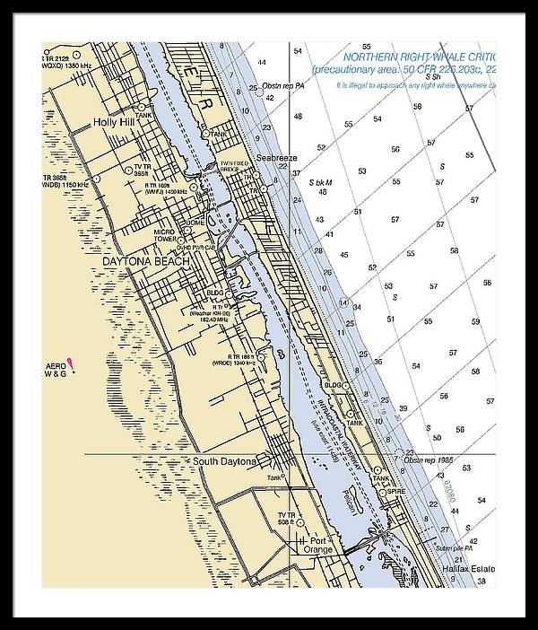 Daytona Beach  -florida Nautical Chart _v2 - Framed Print