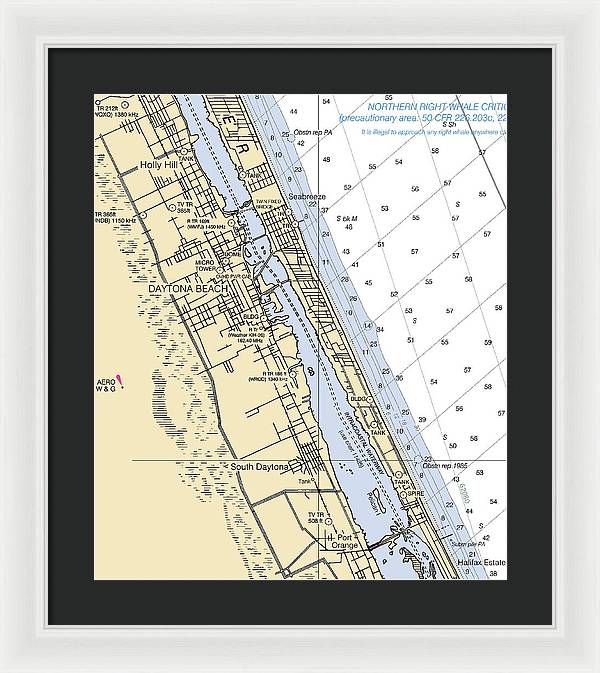 Daytona Beach  -florida Nautical Chart _v2 - Framed Print