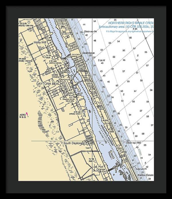 Daytona Beach  -florida Nautical Chart _v2 - Framed Print