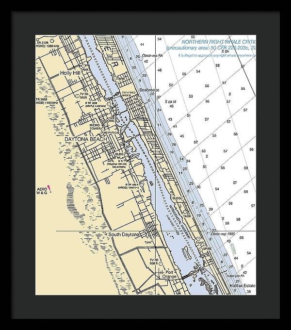 Daytona Beach  -florida Nautical Chart _v2 - Framed Print