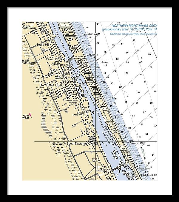 Daytona Beach  -florida Nautical Chart _v2 - Framed Print