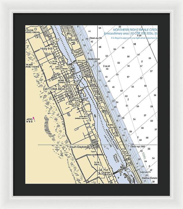 Daytona Beach  -florida Nautical Chart _v2 - Framed Print