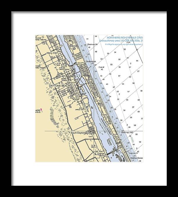 Daytona Beach  -florida Nautical Chart _v2 - Framed Print