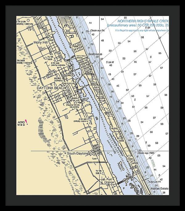 Daytona Beach  -florida Nautical Chart _v2 - Framed Print