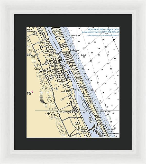 Daytona Beach  -florida Nautical Chart _v2 - Framed Print