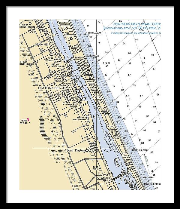 Daytona Beach  -florida Nautical Chart _v2 - Framed Print