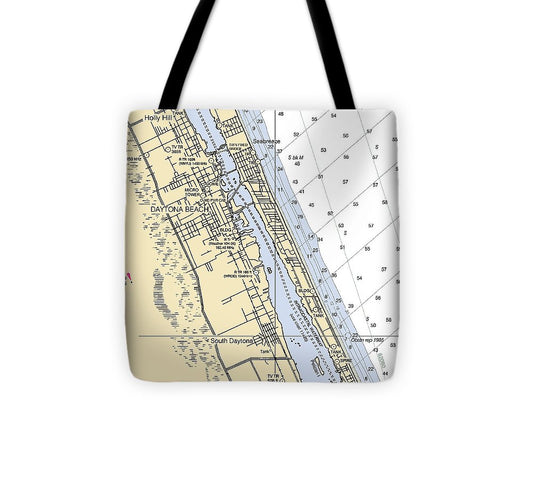 Daytona Beach   Florida Nautical Chart _V2 Tote Bag