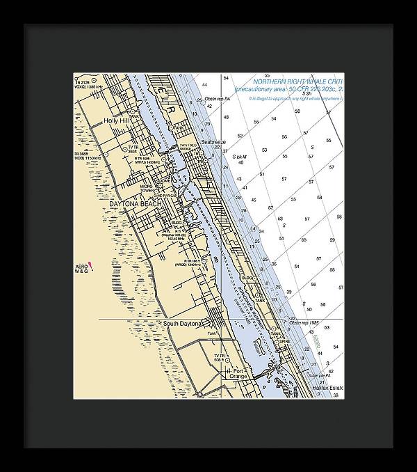 Daytona Beach  -florida Nautical Chart _v2 - Framed Print