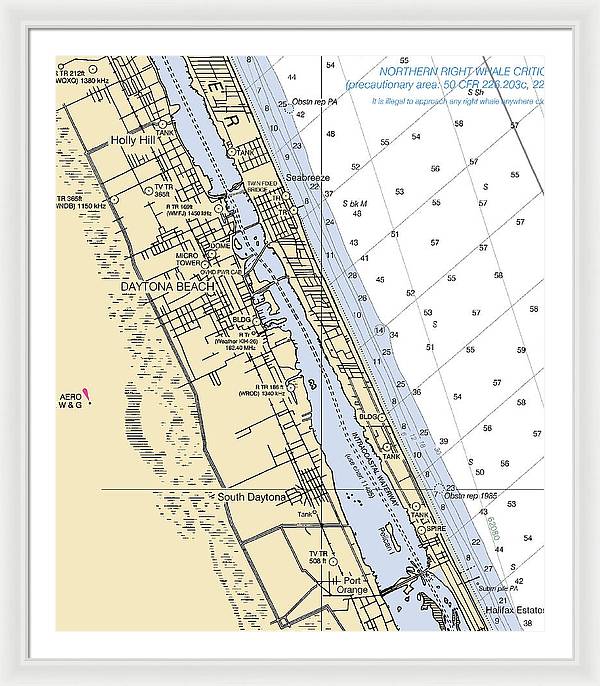 Daytona Beach  -florida Nautical Chart _v2 - Framed Print