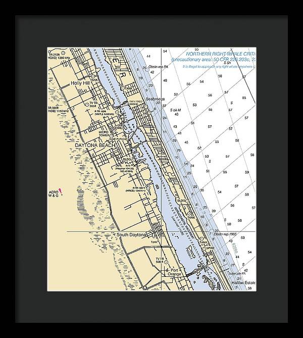 Daytona Beach  -florida Nautical Chart _v2 - Framed Print