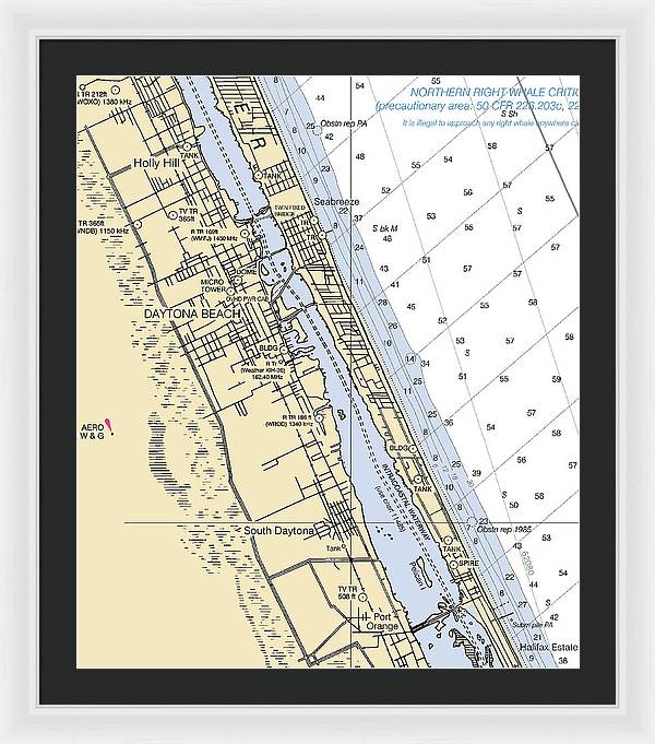 Daytona Beach  -florida Nautical Chart _v2 - Framed Print