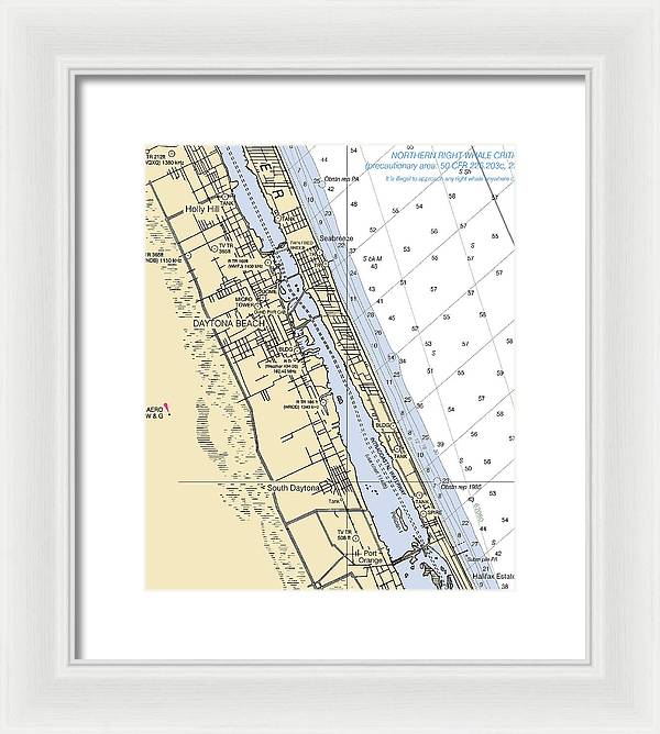 Daytona Beach  -florida Nautical Chart _v2 - Framed Print