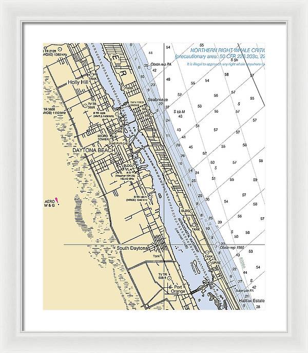 Daytona Beach  -florida Nautical Chart _v2 - Framed Print