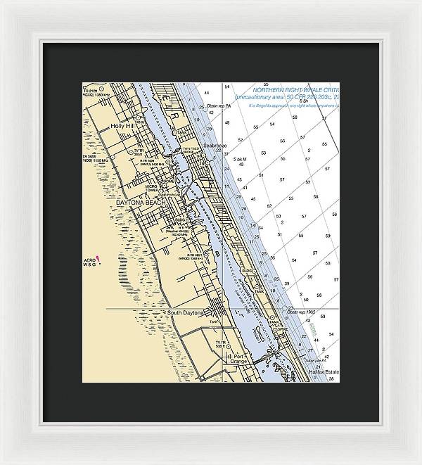 Daytona Beach  -florida Nautical Chart _v2 - Framed Print