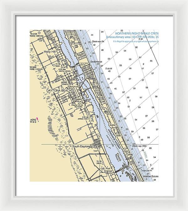 Daytona Beach  -florida Nautical Chart _v2 - Framed Print