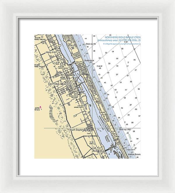 Daytona Beach  -florida Nautical Chart _v2 - Framed Print