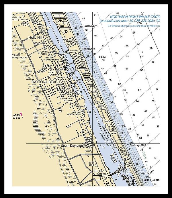 Daytona Beach  -florida Nautical Chart _v2 - Framed Print