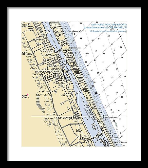 Daytona Beach  -florida Nautical Chart _v2 - Framed Print