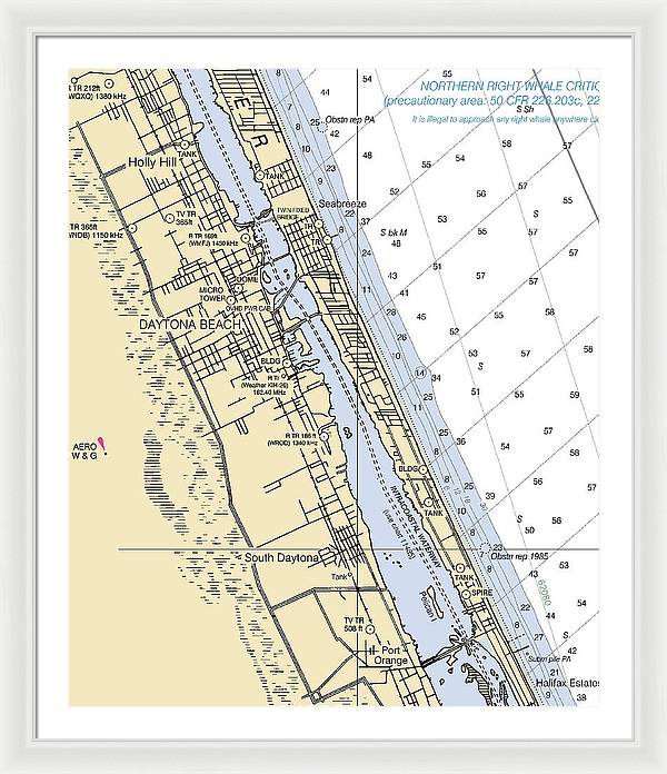 Daytona Beach  -florida Nautical Chart _v2 - Framed Print