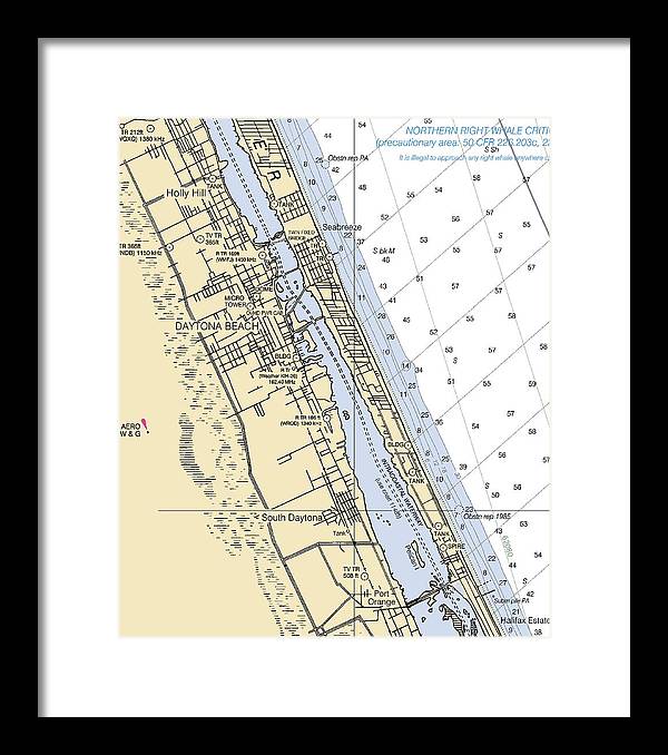 Daytona Beach  -florida Nautical Chart _v2 - Framed Print