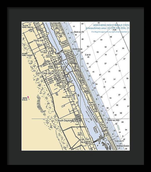 Daytona Beach  -florida Nautical Chart _v2 - Framed Print