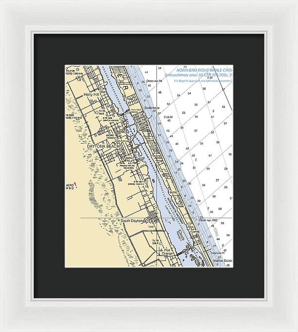 Daytona Beach  -florida Nautical Chart _v2 - Framed Print